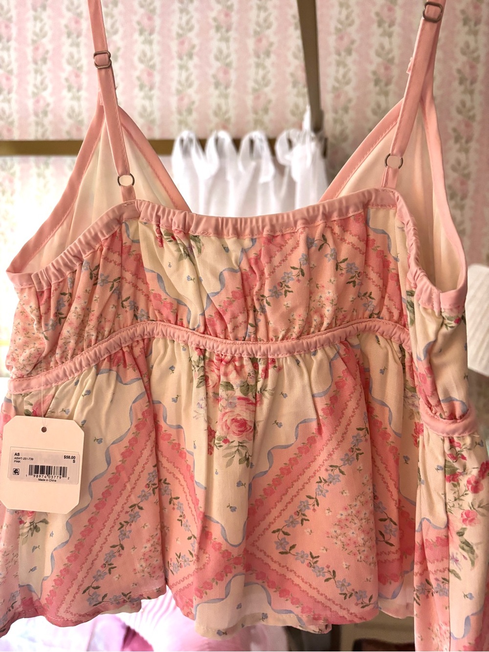 Altar'd State Pink Floral Tie-Front Ruffle Tank - Picture 3 of 4
